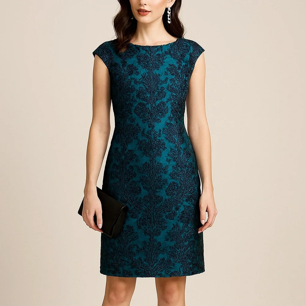 vince camuto green lace dress | Dresses | Nwt Vince Camuto Emerald Black Size 6 Wedding Guest Midi dress